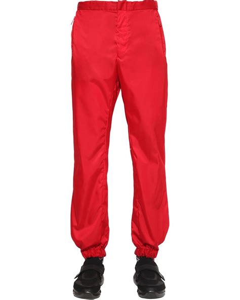 prada gabardine pants red